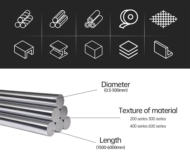 Stainless Steel Bar 201 304 310 316 321 904L ASTM A276 2205 2507 4140 310S Round Ss Steel Bar Bidirectional Stainless Steel Rod China Factory